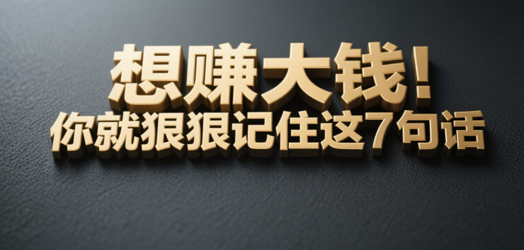 图片[1]-想赚大钱：你就狠狠记住这7句话